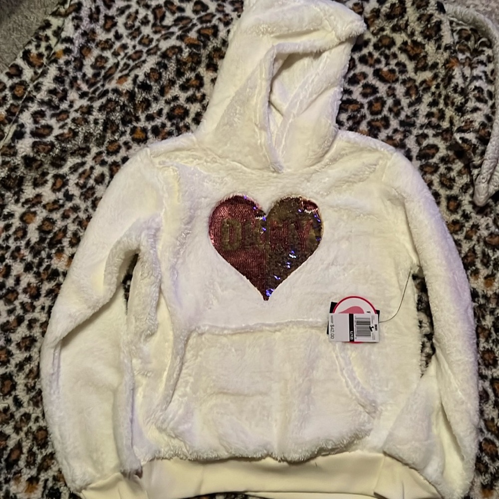 Girls DKNY supersoft sequin front hoodie